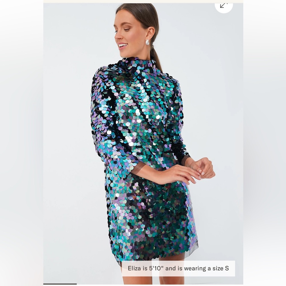 Tuckernuck Midnight Rituals Sequin Mod Ellie Mini Dress Blue Disk Small NEW
